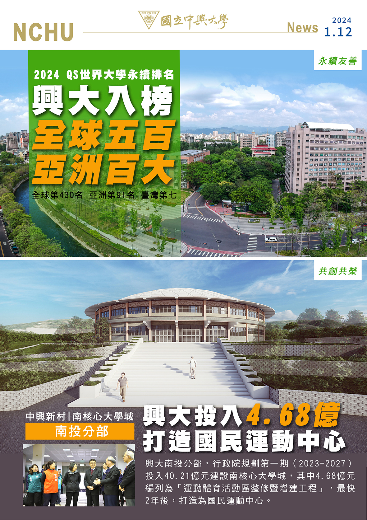 QS世界大學永續排名 興大入榜全球五百、亞洲百大